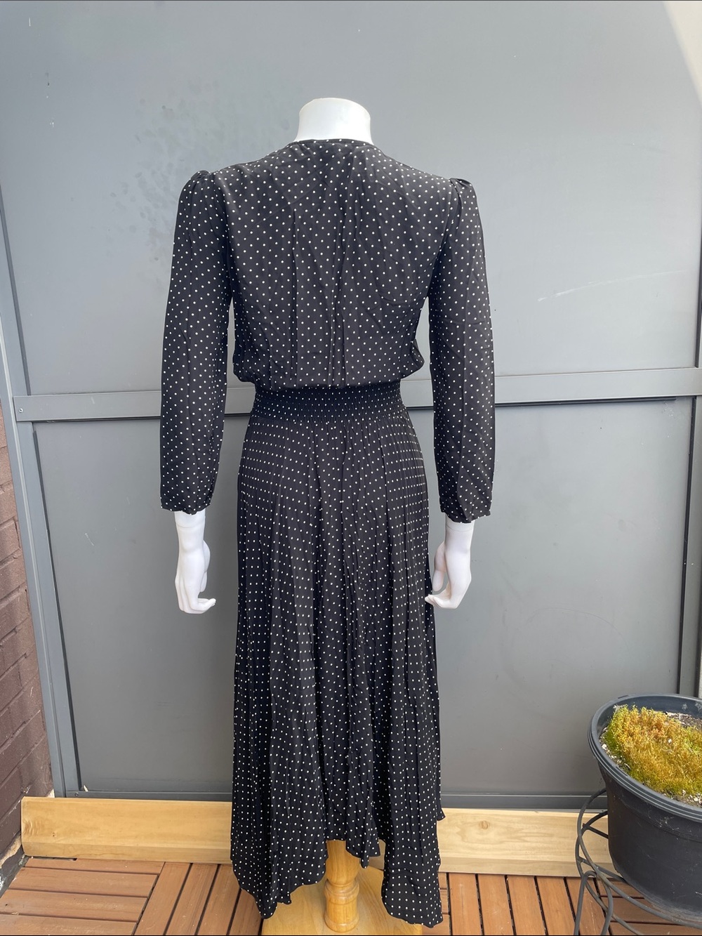 MAJE Black Polka Dot Midi Dress Size 34 - Picture 5 of 13